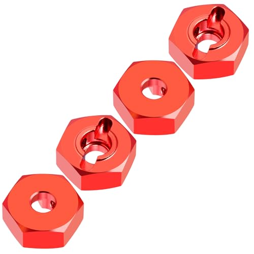 4PCS Aluminum Wheel Hex Hub Drive Adapter Combiner Coupler Compatible with Tamiya TT02 1/10 RC On Road Touring Car Upgrade Parts (Red) - color: Red