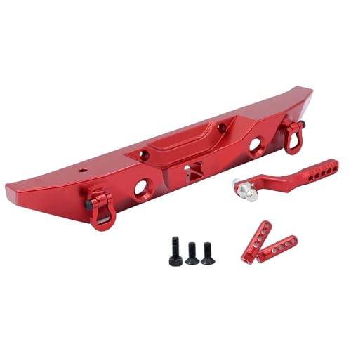 RC Car Parts for MN128 Metal Front Rear Bumper with Tow Hitch Shackles Winch Hole 1/12 RC Crawler Upgrade Parts Replacement Car Accessories(Red,Rear) - color: Red, size: Rear