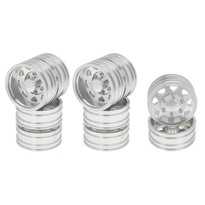 Compatible with Tamiya 6PCS Wheel Tire Complete Set Metal Front and Rear Wheel Hub for 1/14 RC Trailer Tractor Truck Car Parts RC Assortment