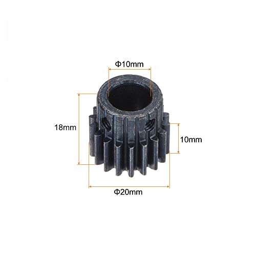 uxcell 1Mod 18T Pinion Gear 10mm Bore Hardened Steel Motor Rack Spur Gear with Step for RC Car Truck Buggy Gear Drive, 2 Set