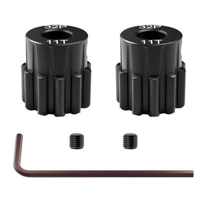 OGRC 2Pcs 32P 11T Pinion Gear for Traxxas Slash 4x4 Rustler Hoss TRX4 | Hardened Steel, 0.8M, 3.175mm Shaft Motor Gears for Traxxas 1/10 RC Car, #6747