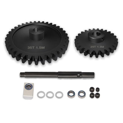 Main Gear 35T M1.5 Shaft with Bearing 45# Steel D-Shaped Hole Spur Gear with 25T Pinon Gear for TRAXXAS-1/5 X-MAXX 6S/8S Monster Truck and 1/6 4WD XRT 8S-78086-4, 1.5 Mod Large Transmission Gear Part - style: 25T + 35T