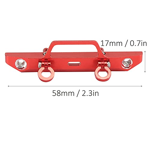 1/24 RC Car Front Bumper, Aluminum Alloy Metal Bumper Upgrade Parts Accessories with 2 Screw for SCX24 90081 RC Crawler Car (Red) - color: Red