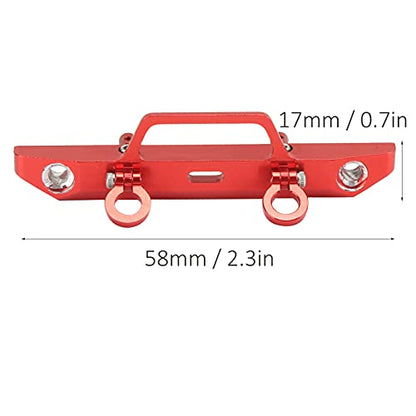 1/24 RC Car Front Bumper, Aluminum Alloy Metal Bumper Upgrade Parts Accessories with 2 Screw for SCX24 90081 RC Crawler Car (Red) - color: Red