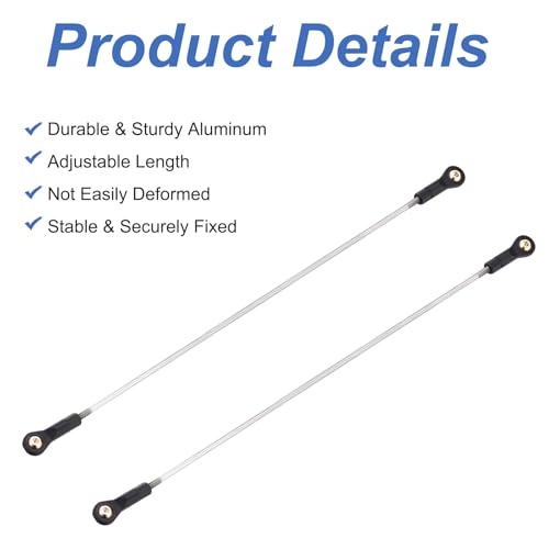 MECCANIXITY 4Pcs Adjustable Turnbuckles Camber Links, 334-344mm Turnbuckle Rod Steering Servo Linkage with M3 Ball Head Rod Ends for RC Car Replace Parts DIY - size: 334-344mm