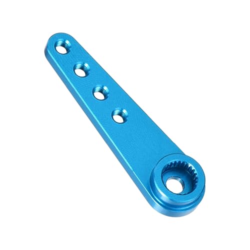 MECCANIXITY 6 Pcs Aluminum Servo Horn Long 25T 25 Teeth Steering Arm 37mm Length Blue Suitable for DIY RC Car/Boat/Airplanes Boat Model Accessories - color: Blue
