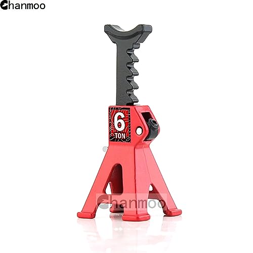 1/24 RC Toy Jack Stands 1/18 Simulation 6 Ton Metal Adjustable Mini Jacks Stand for 1:18 1:24 Scale Crawler Car Axial SCX24 Kyosho Tamiya HSP FCX24 TRX4M SCX24 AX24 Ford Bronco (Red, 4 PCS) - color: Red
