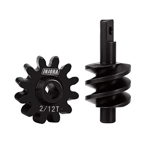 INJORA Overdrive Differential Axle Steel Gears 2/12T Steel Worm Gears Upgrade Parts for AX24 SCX24 C10 JLU Gladiator Bronco Deadbolt Axial 1/24 RC Crawler Car - size: 12T