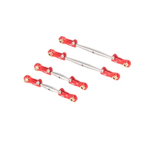 LCX Racing 1/10 RC Crawler Car Stainless Steel Suspension Front Steering Link Set Rear Link Set 4pcs for RC Truck Arrma Fury, Upgrades Parts Accessories (Red) - color: Red
