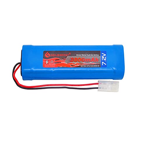 7.2V 3800mAh High Capacity 6-Cell NiMH Flat Battery Pack, Replacement Hobby Battery for RC Car, RC Truck, RC Boat with Standard Tamiya Connector (2Pack) + 8.6V Output Adapter(1Pack) - color: 2 PACK 7.2V 3800mAh Battery+1 PCS Adapter