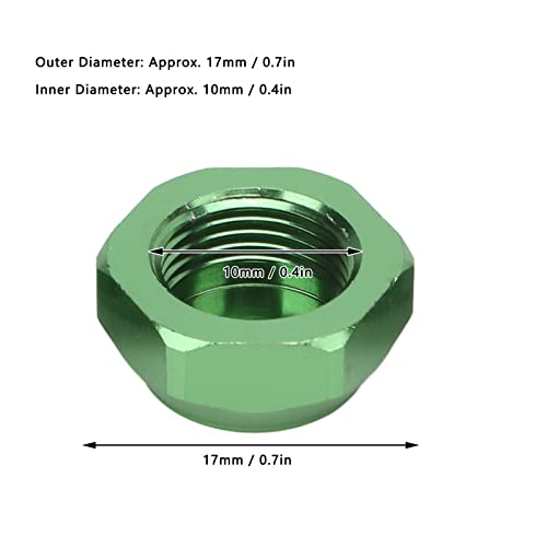 RC Car Wheel Nuts, Aluminum Alloy Universal hex Nuts 17mm Outer Diameter 4-piece Set for Off-Road Racing hobbyist Maintenance and 1/8 Scale RC Enthusiasts - color: Green