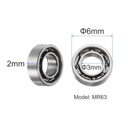 uxcell 20pcs MR63 Deep Groove Ball Bearings 3x6x2mm Chrome Steel Miniature Bearing Double Shielded Precision Bearings, P6 (ABEC 3) - size: 3x6x2mm