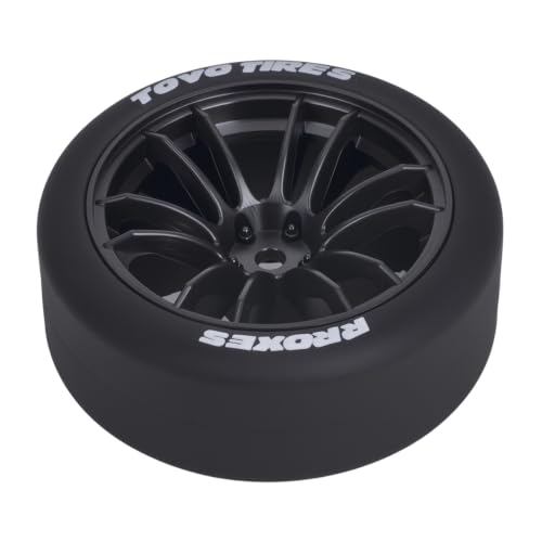 1/10 RC Drift Wheels and Tires Set, 12 Spoke On-Road Touring Car Wheel Tire Combo, 12mm Hex Drift Tires for RC Drift Car, 4PCS (Black) - color: Black