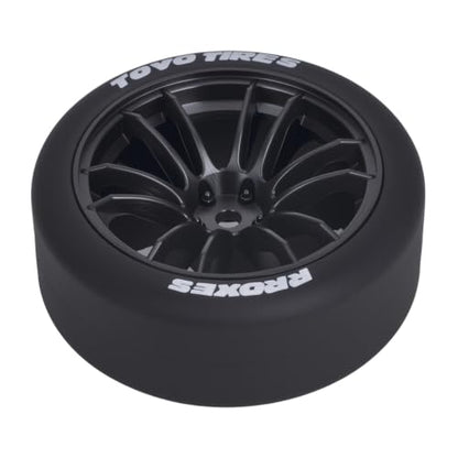 1/10 RC Drift Wheels and Tires Set, 12 Spoke On-Road Touring Car Wheel Tire Combo, 12mm Hex Drift Tires for RC Drift Car, 4PCS (Black) - color: Black