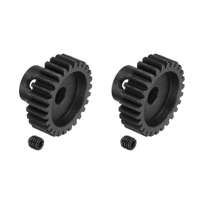 MECCANIXITY 2 Pcs RC 32P Hardened Pinion Gear 5mm Shaft, 27T Motor Gears Carbon Steel for 1/10 RC Model Car Boat Drone - style: 27T