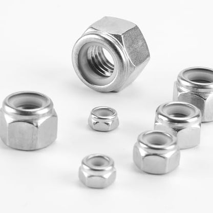 111 Pack 304 A2-70 Nylon Inset Lock Nuts, SAE | Stainless Steel Nylock Nuts, #6-32 #8-32 #10-24 1/4-20 5/16-18 3/8-16 1/2-13, Anti-Loose for Industrial & Home Fastening - color: Silver, size: SAE