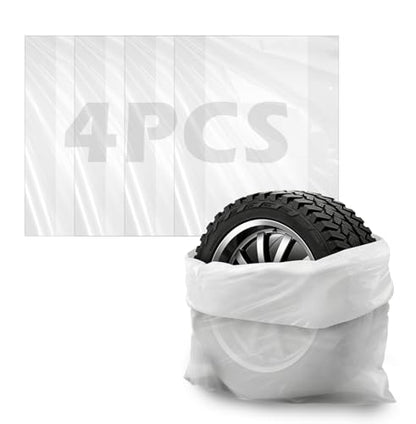 4PCS Extra Large Tire Covers for Cars,Dustproof Car Tire Bags for Storage Easy to Transport and Save Vehicle Tires,LDPE Disposable Cars Tires Storage Bags Car Accessories
