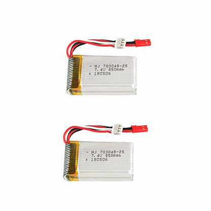 2 Pcs 7.4V 850mAH 20C Lipo Battery 703048 JST Plug for UDI U829A U829X MJX X600 Remote Control Car Boat Drone