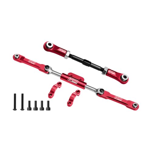 GPM 4140 Carbon Steel + 7075 Alloy Servo Link & Front Steering Link Set Upgrade Parts for Vanquish 1/10 H10 Optic Yokohama Sparco RC Crawler Truck Accessories Replacement，Red - color: Red