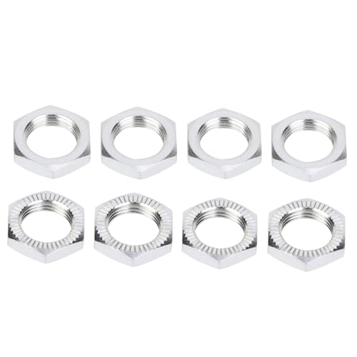 Aluminum 17mm Wheel Nut Thread 1.0mm for 1/7 1/8 RC Model Car ARRMA 6s HSP Redcat Himoto Monster Trucks Off Road Buggy Upgraded Parts 16 pcs/Set (Silver) - color: silver