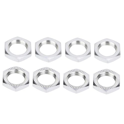 Aluminum 17mm Wheel Nut Thread 1.0mm for 1/7 1/8 RC Model Car ARRMA 6s HSP Redcat Himoto Monster Trucks Off Road Buggy Upgraded Parts 16 pcs/Set (Silver) - color: silver
