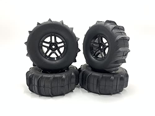 Beach 1/10 Scale 1.9" Beach/Snow Off Road Crawler Truck Wheels and Tires 108mmx37mm 4 Pack Hex 12mm NO Glued for 1/10 Scale RC Truck D90 D110 CC01 CR01 TRX4 TRX6 CROSSRC AXIAL SCX10