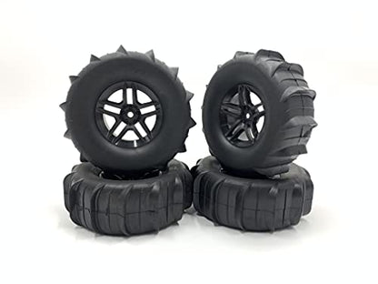 Beach 1/10 Scale 1.9" Beach/Snow Off Road Crawler Truck Wheels and Tires 108mmx37mm 4 Pack Hex 12mm NO Glued for 1/10 Scale RC Truck D90 D110 CC01 CR01 TRX4 TRX6 CROSSRC AXIAL SCX10