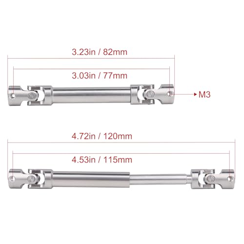 Stainless Steel Driveshaft Heavy-Duty Universal Joint Drive Shaft 82-120mm for 1/18 RC Rock Crawler Axial UTB18 Capra Unlimited Trail Buggy Upgrade Parts Replacements(Rear) - style: Rear