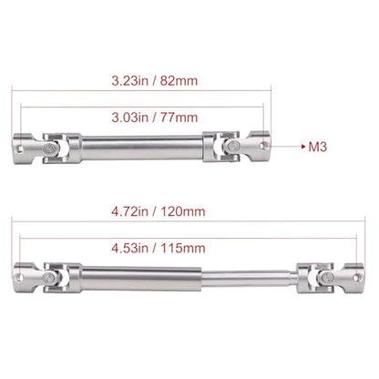 Stainless Steel Driveshaft Heavy-Duty Universal Joint Drive Shaft 82-120mm for 1/18 RC Rock Crawler Axial UTB18 Capra Unlimited Trail Buggy Upgrade Parts Replacements(Rear) - style: Rear