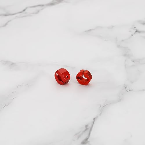12Pcs Wheel Hex Hub Adapter RC Aluminum Wheel Hub Clamp Type 5mm/6mm/7mm to Prevent Wheels from Getting Stuck and Car Shaking for 1/10 RC Car Hex, Red