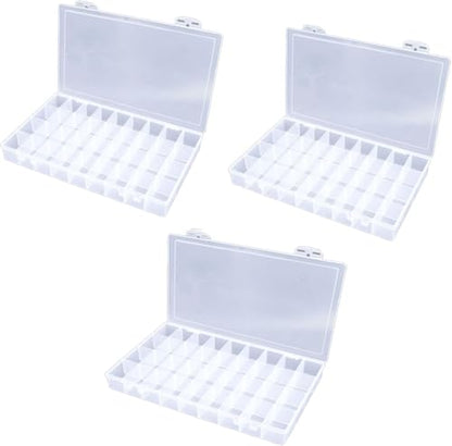3PCS 36 Grids Large Plastic Organizer Box with Dividers, Compartment Organizer Box for Nail Accessories/Screw/Sewing Arts and Oil Paint, Bead Storage Containers 14.9 Inch x 9.2 Inch x 1.9 Inch (Clear) - size: 3PCS 36Grids