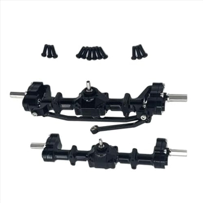 Rc Crawlers Axles Compatible With WPL C14 C24 C34 B14 B24 RC Car Upgrade Part Accessories Front Rear Portal Bridge Axle Differential Assembly Kit(Black) - color: Black