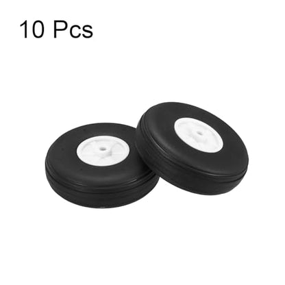 MECCANIXITY 10Pcs RC Airplane Wheels 2.2" OD Aircraft PU Rubber Tire Tail Airplanes Wheel Replacement for DIY Model Plane Helicopter Car - size: 2.2" OD