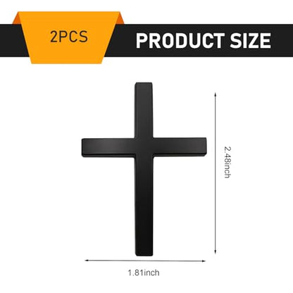 2 PCS Metal Cross Badge Decal, Alloy 3D Cross Auto Sticker, Self-adhesive Scratch Covering Emblem Sticker, Universal for Car Trunk Rear Fender Side Fender (Black)