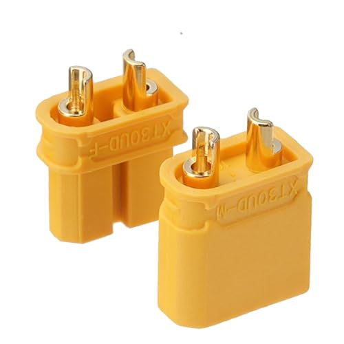 ELFCULB 10 Pairs Amass XT30UD Connectors, XT30 Upgrade Male Female Connectors for Mini-UAV Robot Lipo Battery(Yellow) - color: 10 Pairs XT30UD