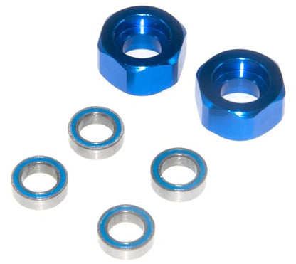 Front Wheel Hex Adapter & Bearing Compatible with 1/10 Tamiya DT03 DT-03 Upgrade RC Car Metal Part(Dark Blue) - color: Dark Blue