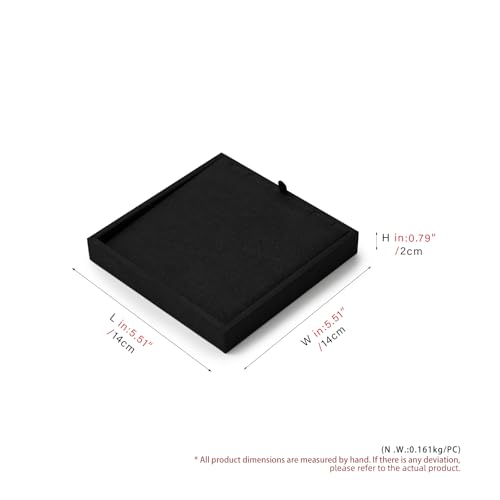 Oirlv Black Microfiber Jewelry Necklace Display Tray | Soft Black Microfiber, 5.51"X5.51"X0.79" with Necklace Slots, Black Finish Makes Jewelry Stand Out, Great for Photography - style: P13708