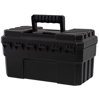 Akro-Mils 14" Plastic Toolbox with Removable Tray,Steel Latch & Padlock Eye,Industrial-Grade Tool Box for Tools,Crafts,First Aid & Hobby Supplies, 14"x8"x8",Made in USA, Black (09514) (Pack of 6) - color: Black, size: 6-Pack