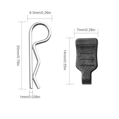 HobbyPark 50pcs Universal 1/16 1/18 RC Body Clips with Pull Tabs RC Car R Pins Small for SCX24 Traxxas TRX4M Redcat HPI Himoto HSP Exceed Truck Buggy Shell Replacement Parts - size: 1.0mm Rod Silver Clips and Tabs