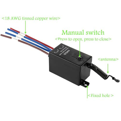 Wireless Light Switch,3 Way Mini Remote Switch AC 110V/120V/220V/240V/10A Relay Wireless Light Switch with 328FT Long Range for Motor,Lamps,LED Lights,Fans. - size: 110V-240V 3way remote switch-10A Relay