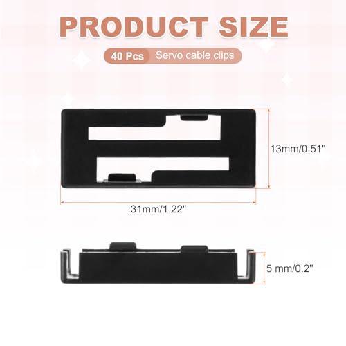MECCANIXITY 40 Pcs Servo Extension Cable Clips, Servo Cable Safety Connector Lead Wire Buckle Lock for RC Car Plane Boat DIY Y Adapter Cable, Black - color: Black