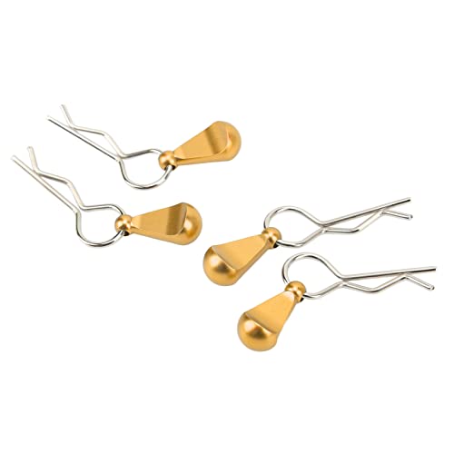 4Pcs Metal RC Car Body Clips with Pull Tabs for 1/8 1/10 Remote Control Car Upgrade Parts (Gold) - color: Gold
