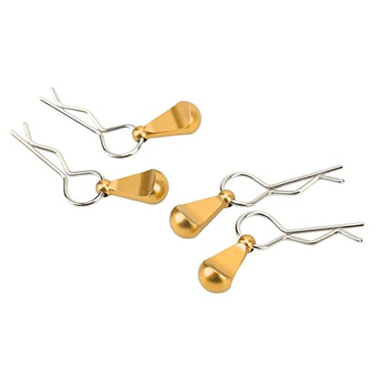 4Pcs Metal RC Car Body Clips with Pull Tabs for 1/8 1/10 Remote Control Car Upgrade Parts (Gold) - color: Gold