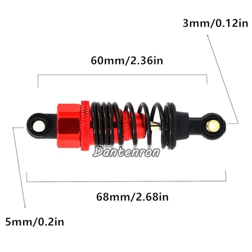 4Pack RC Car 102004 Adjustable Shock Absorber Damper Upgrade Parts Replacement Accessory 68mm For 1/10 RC On Road Drift Rally Car HSP 94102 94122 HPI Losi Axial Tamiya Redcat (Red) - color: Red