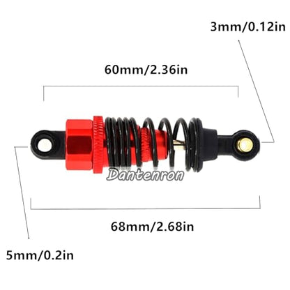 4Pack RC Car 102004 Adjustable Shock Absorber Damper Upgrade Parts Replacement Accessory 68mm For 1/10 RC On Road Drift Rally Car HSP 94102 94122 HPI Losi Axial Tamiya Redcat (Red) - color: Red