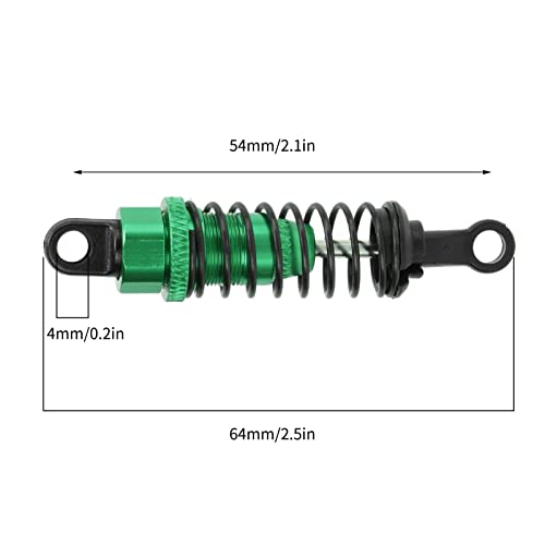 RC Shock Absorbers, 4Pcs 64 mm Metal Shock Absorber Damper with Shock Mount Aluminum Alloy Adjustable Remote Control Car Shock Absorber Oil Damper (Green) - size: Green