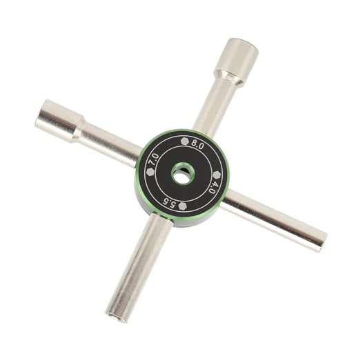 Mini Wrench, 4/5.5/7/8mm Stainless Steel Universal Lock Nut Cross Wrench Cabinet Key 4 Way Hexagon Socket Spanner Valve RC Car Maintenance (Green)