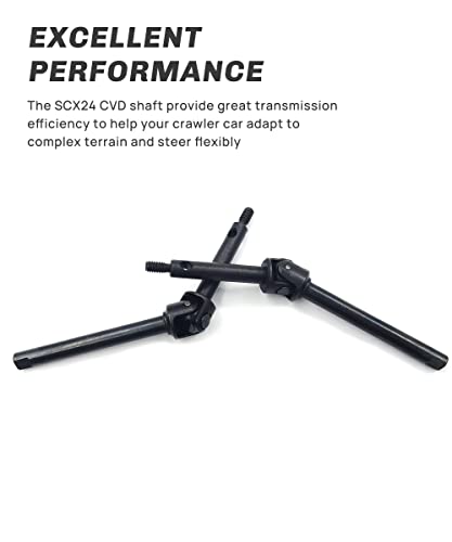 2Pcs Steel Front Axle Drive Shaft SCX24 CVD Set 1/24 Axial SCX24 (+4mm) | Extended 4mm,For C10/JLU/Bronco/Gladiator/Deadbolt RC Crawler Car,CNC Machined,High Strength,Non Destructive Installation - size: +4mm