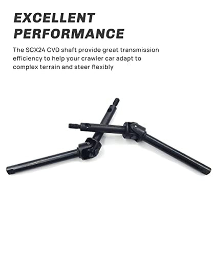2Pcs Steel Front Axle Drive Shaft SCX24 CVD Set 1/24 Axial SCX24 (+4mm) | Extended 4mm,For C10/JLU/Bronco/Gladiator/Deadbolt RC Crawler Car,CNC Machined,High Strength,Non Destructive Installation - size: +4mm