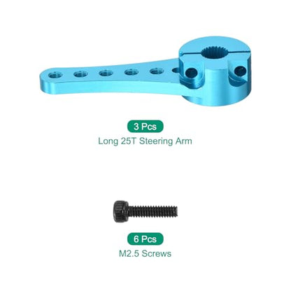 MECCANIXITY 3 Pcs Aluminum Servo Horn Long 25T Steering Arm 46mm Length Sky Blue Suitable for DIY RC Car/Boat/AirplanesBoat Model Accessories with M2.5 Screws - color: Sky Blue